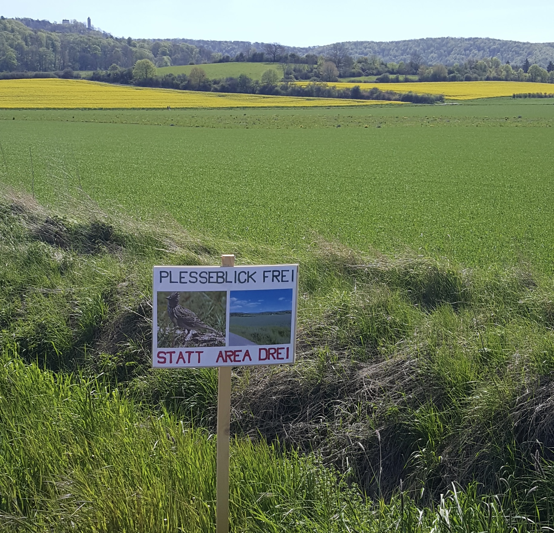 Protestplakat gegen AREA 3-Ost, Mai 2021